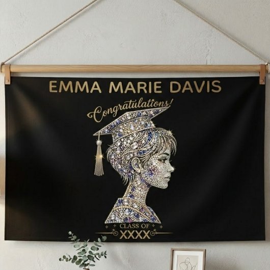 Luxe nep-diamant glinsterende afstuderen spandoek