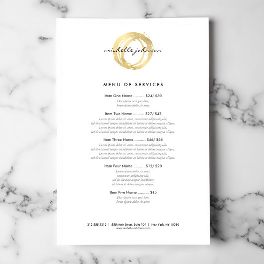 Luxe nep goud geschilderde cirkel designer logo flyer