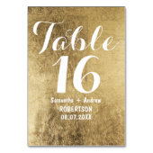 Luxe nep goudblad bruidstafel nummer kaart (Voorkant)