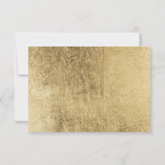 Luxe nep goudblad bruiloftsreceptie kaart (Achterkant)