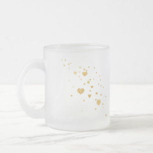Luxe nep gouden glinsterende harten vorstglas mok