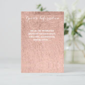 Luxe nep rozen goud blad trouw gast info informatiekaartje (Staand voorkant)