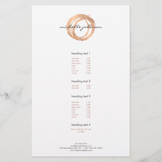 Luxe nep-rozen goud geschilderde cirkel prijzenlij flyer (Voorkant)