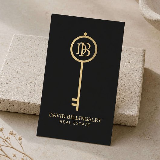 Luxe Nepgoud Sleutel Monogram Makelaar Visitekaartje