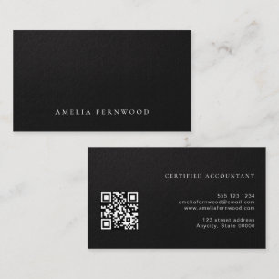 Luxe Nepleer Leer Gecertificeerd Accountant QR Cod Visitekaartje