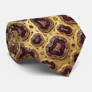 Luxe nepszijde Bourgondisch + Gouden Geode Heren Stropdas