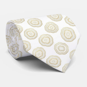 Luxe nepszijde Witte + gouden geode das