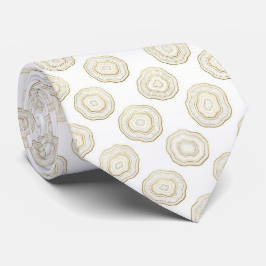 Luxe nepszijde | Witte + gouden geode das (Opgerold)