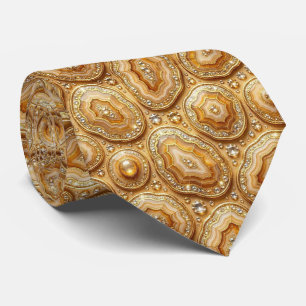 Luxe nepzijde Kameel + Gouden Geode Heren Das