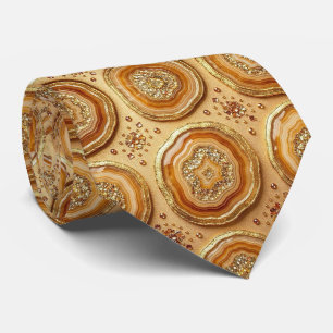 Luxe nepzijde Kameel + Gouden Geode Heren Das