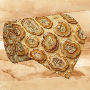 Luxe nepzijde Kameel + Gouden Geode Heren Das