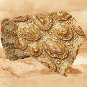 Luxe nepzijde   Kameel + Gouden Geode Heren Das