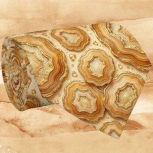 Luxe nepzijde Kameel + Gouden Geode Heren Das