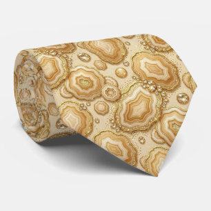 Luxe nepzijde Kameel + Gouden Geode Heren Das
