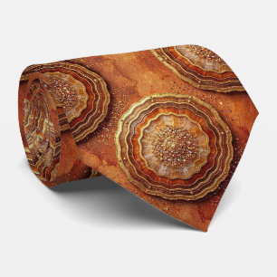 Luxe Nepzijde Roest + Goud Geode Heren Zijden Kn Stropdas
