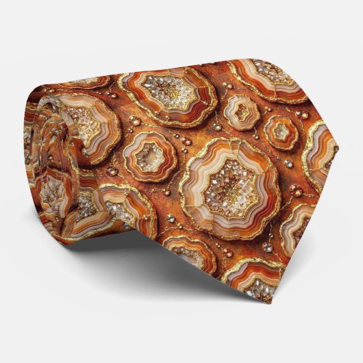 Luxe Nepzijde | Roest + Goud Geode Heren Zijden Kn Stropdas (Opgerold)