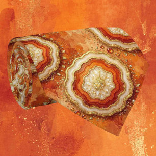 Luxe Nepzijde Roest + Goud Geode Heren Zijden Kn Stropdas