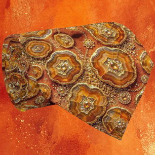 Luxe Nepzijde Roest + Goud Geode Heren Zijden Kn Stropdas