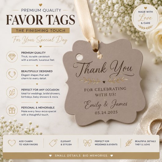 Luxe neutrale favor-tagtemplate bedankjes labels