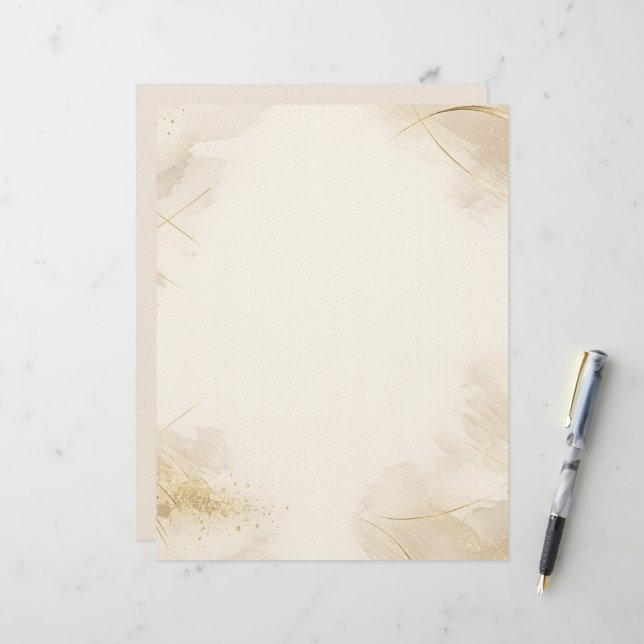 Luxe neutrale gepersonaliseerde briefpapier briefhoofd (Voorkant / Achterkant in situ)