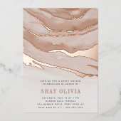 Luxe Neutrale Marble Sweet Sixteen Birthday Folie Uitnodiging (Voorkant)