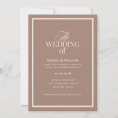 Luxe Neutrale Mocha Taupe | RSVP QR Code Bruiloft Kaart (Voorkant)