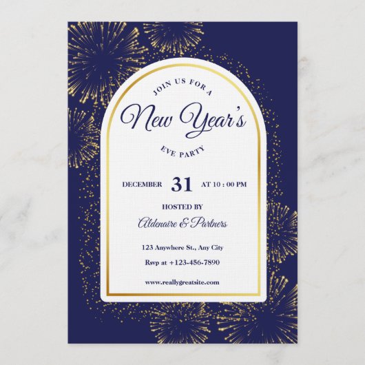 Luxe Nieuwjaarsfeest Uitnodiging template (Voorkant)