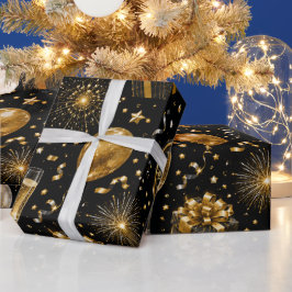 Luxe Nieuwjaarsvieringspatroon Cadeaupapier