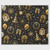 Luxe Nieuwjaarsvieringspatroon Cadeaupapier (Vlak)