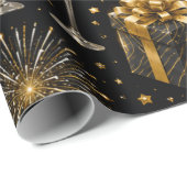 Luxe Nieuwjaarsvieringspatroon Cadeaupapier (Rol Hoek)