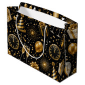 Luxe Nieuwjaarsvieringspatroon Groot Cadeauzakje (Achterkant Gekanteld)