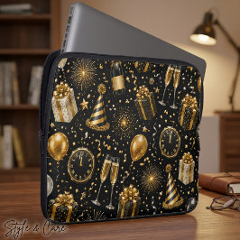 Luxe Nieuwjaarsvieringspatroon Laptop Sleeve