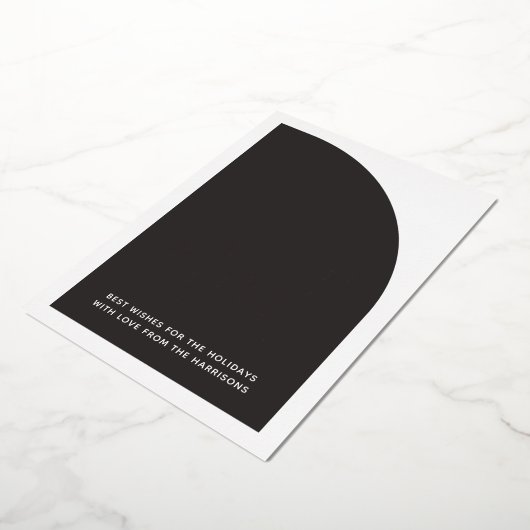 Luxe Noel Zwart & Wit Halve Boog Echt Folie Feestdagenkaart (Gedraaid)