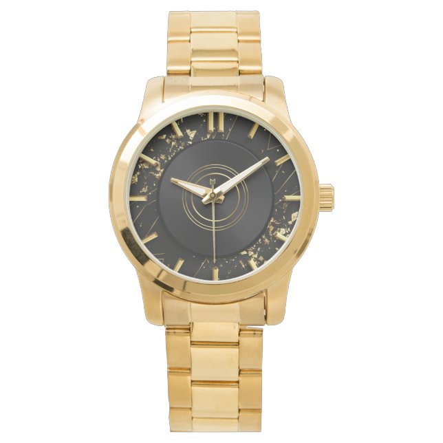 Luxe Noir Zakelijk Minimalistisch Horloge (Voorkant)