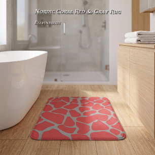Luxe Noorse Koraal Rood Grijs Giraffe Print Badmat