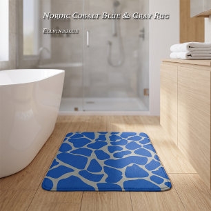 Luxe Nordic kobaltblauw grijs giraffeprint Badmat