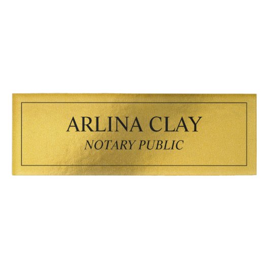 Luxe Notaris Openbare Naam Badge Gouden Folie (Voorkant)