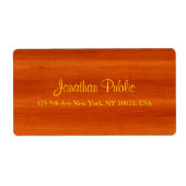 Luxe notenhout gouden script elegante verzending etiket (Voorkant)