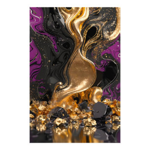 Luxe Obsidiaan & Goud Vloeibare Kunst - Elegante A Foto Afdruk