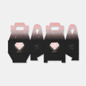 Luxe Ombre Roze Glitter Diamond Verjaardag Zwart Bedankdoosjes (Uitgevouwen)