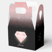 Luxe Ombre Roze Glitter Diamond Verjaardag Zwart Bedankdoosjes (Geopend)