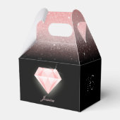 Luxe Ombre Roze Glitter Diamond Verjaardag Zwart Bedankdoosjes (Voorkant Zijde)