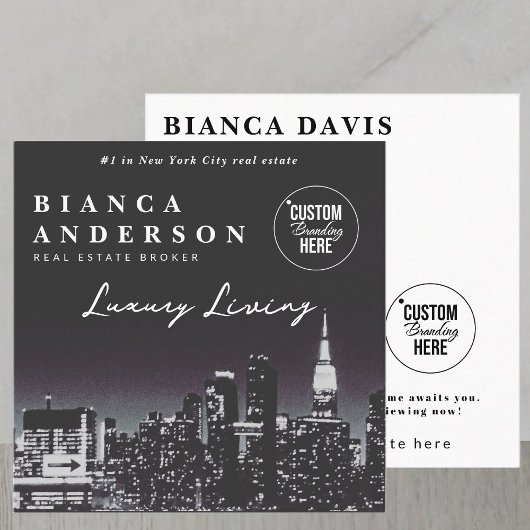 Luxe onroerend goed bedrijf Logo Foto QR Code Vierkante Visitekaartje