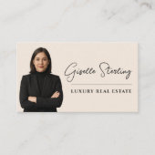 Luxe onroerend goed neutrale beige QR-code Visitekaartje (Voorkant)