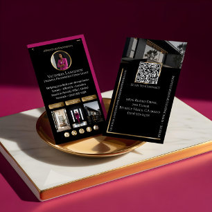Luxe onroerend goed zwart goud roze sociale foto's visitekaartje