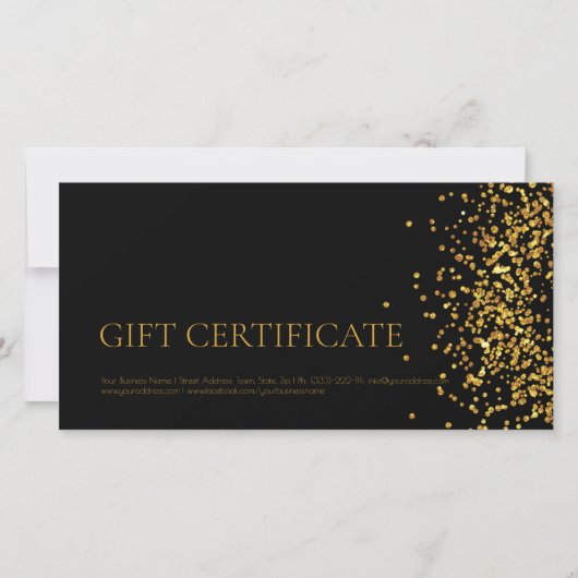 Luxe ontwerp cadeaubon Goud Glitters Zwart Bedankkaart (Voorkant)