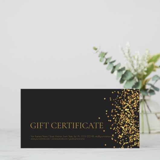 Luxe Ontwerp Cadeaubon Goud Sparkle Zwart Bedankkaart (Staand voorkant)