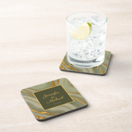 Luxe Onyx Met Goud  Bier Onderzetter