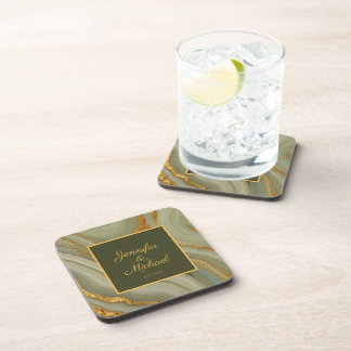 Luxe Onyx Met Goud  Bier Onderzetter