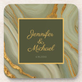 Luxe Onyx Met Goud Bier Onderzetter (Voorkant)